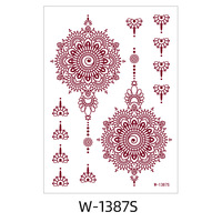 Hadiyah Beauty Vente Chaude Rouge Henné Autocollants De Tatouage Temporaires Étanche Pleine Main Henne Tatouage Autocollants
