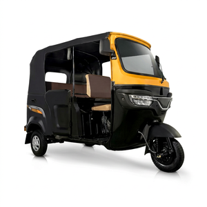 Tricycle électrique pour passagers 48V 501-800W Moteur sans balais Écran LCD Carrosserie ouverte 3 places Acier Certifié DOT Noir Jaune Auvent - Product Image 1