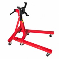Support de moteur pliable robuste en acier avec 4 bras réglables, 6 roulettes pivotantes et tête rotative pour garage et atelier