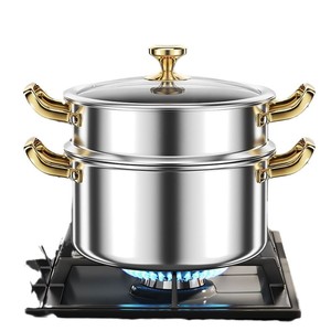 304 Stainless Steel <b>Saucepan</b> 3.1-4L Double Handle Steamer Pot For Gas Induction Cooking - Product Image 5