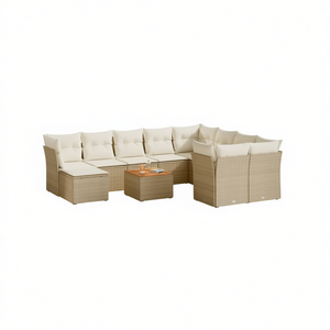 Set Divano da Giardino in Rattan Beige 6 Posti, Arredamento da Esterno Contemporaneo Resistente alle Intemperie, Set Sezionale da Patio - Product Image 1