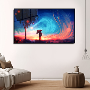 Pintura de porcelana de cristal moderna, luces LED colgantes, marco negro, arte de pared <span class=keywords><strong>para</strong></span> el hogar, <span class=keywords><strong>para</strong></span> <span class=keywords><strong>comedor</strong></span>, sala de estar - Product Image 1