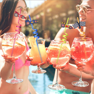 Paille de fête LAIMAI en PETG réutilisable de qualité alimentaire, motif de dessin animé tendance, design en spirale de voiture de course, pour les anniversaires, les célébrations, les jeux, les cadeaux - Product Image 5