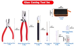 Kit d'outils de <span class=keywords><strong>découpe</strong></span> de verre de qualité supérieure, coupe-verre robuste pour vitraux, mosaïques, fusion et brisage - Product Image 4