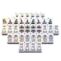 Fichas de Mahjong Americanas de Acrílico Blanco Brillante, 166 Piezas, Ecológicas, Temática de Halloween: Sombrero de Bruja, Búho, Araña