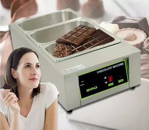 เครื่องอุ่นช็อคโกแลตอเนกประสงค์ขนาดเล็ก3ถังเครื่องทำช็อคโกแลตไฟฟ้าเครื่องอุ่นช็อคโกแลต