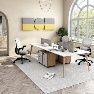 New Design Yellow Screen Wooden Office Furniture Cubicle 2 4 6 Seaters Office Workstation <b>Desk</b> - Product Image 2