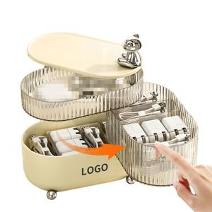 Portable Large Capacity Cosmetic Bag Girls <b>Storage</b> Box Desktop Lipstick Sk <b>Tabletop</b> Spinning Cosmetic Organizer - Product Image 4