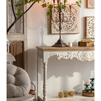 Maison Décoration rustique antique européenne Sculpture sur bois Mobilier de salon Table console