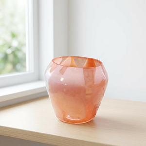 Bol en verre rond résistant à la chaleur, réutilisable, fait à la main, de haute qualité, décoration d'intérieur, vase de couleur rose orange - Product Image 4