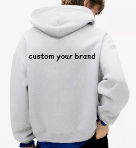 Custom Logo Autumn Print Breathable Zipper Hoodie Heavyweight French Terry Oversized 500gsm Cropped Boxy Hoodie for Men - Product Image 2