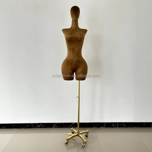 Grande <span class=keywords><strong>taille</strong></span> torse féminin Mannequin EURO USA 3/4 corps grande hanche velours enveloppé grosses femmes buste factice support pour affichage de vêtements - Product Image 3