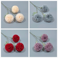 Fleur artificielle chrysanthème à trois têtes, pissenlit acanthosphere unique, fleur de mariage, décoration pour la maison et le salon, fausse fleur