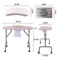 Table pliable de manucure de salon de beauté de meubles de beauté de luxe légers modernes table d'ongle
