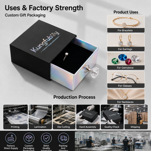 OEM Custom Holographic Drawer Jewelry Box with Crystal Handle for Necklaces Earrings Bracelets - Product Image 5