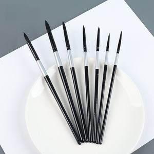 Pinceaux de peinture Giorgione personnalisables, lot de 10, formes variées, manche en bois avec poils en nylon et virole, pour peinture à l'huile et acrylique - Product Image 4