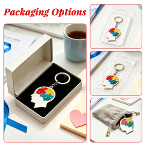 Porte-clés en métal personnalisés thème Puzzle de la Sensibilisation à l'Autisme, émail coloré, breloques de soutien pour la lutte pour la communauté, échantillon 7D, production en série 15D - Product Image 6