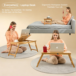 <b>Large</b> Bamboo Lap <b>Desk</b> Tray Portable Laptop Computer Stands - Product Image 5