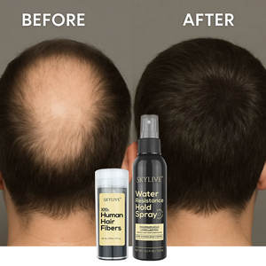 Nouveau produit : Traitement capillaire anti-chute végétalien bio, poudre de fibres capillaires naturelles, spray fixateur de fibres résistant à l'eau Ally-barber - Product Image 1