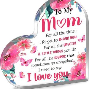 Ornement de bureau en acrylique personnalisable en forme de cœur avec vigne de roses roses, décoration moderne pour chambre à coucher, cadeau d'anniversaire pour maman - Product Image 2