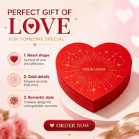 Caja de Regalo de Lujo en Forma de Corazón Rojo al por Mayor OEM, Logotipo Personalizado, Diseño Estrellado con Estampado Dorado, Empaque para Chocolate de San Valentín