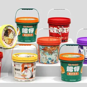 Customized Food Grade PP Plastic Popcorn Peanut Butter Packaging Container Bucket