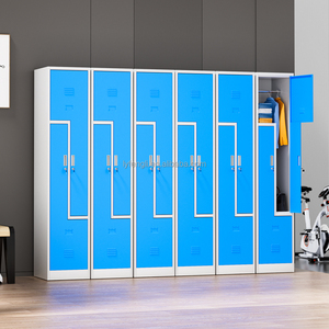 Casier mural en acier à 2 portes en forme de Z avec serrure à clé, écologique et durable, casiers de gym en forme de L, structure métallique démontable - Product Image 5