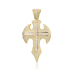 CUSTOM SILVER 10K/14K/18K GOLD PLATED LAB GROWN CVD DIAMOND CLASSIC ENGAGEMENT GIFT SWEATER <b>CHAIN</b> NECKLACE <b>CROSS</b> PENDANT VS - Product Image 1
