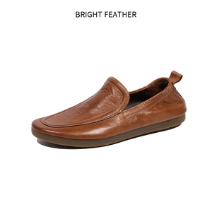 Mocasines de Cuero BRIGHT FEATHER para Hombre, Transpirables, Sin Cordones, Punta Redonda, Suela Suave de Goma, Hechos a Mano, Casuales, Primavera - Product Image 4
