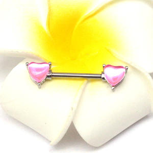 Anneau de mamelon de barre d'haltère de coeur de couleur de gelée scintillante brillante avec <span class=keywords><strong>Piercing</strong></span> de mamelon de coeur d'acier inoxydable de 316L de 14G - Product Image 6