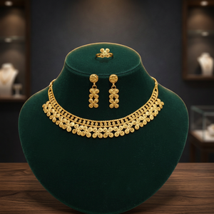 Designer Alloy Bridal Engagement <b>Statement</b> <b>Necklace</b> Set Women | Traditional Wedding Party Jewelry | Handcrafted Trendy Flower - Product Image 4