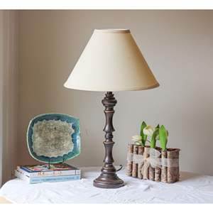 DB Deep Cone Hardback Lampshade Fitter Tela de lino beige Diseño rústico Estilo 6 \ "Top X 19 \" Lámparas de mesa naturales - Product Image 5