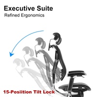 Chaise de bureau ergonomique en maille avec 15 positions d'inclinaison, accoudoirs à commande filaire 5D et siège coulissant pour une utilisation commerciale prolongée en usine