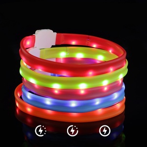 Lampu LED isi ulang USB kerah anjing tahan air reflektif berkedip antihilang dapat disesuaikan bercahaya ukuran dapat disesuaikan - Product Image 3
