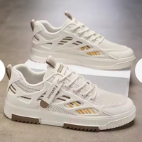 Chaussures pour hommes, mocassins en cuir blanc tendance, baskets à lacets, doublure en mesh sportive, respirantes, antidérapantes, confortables pour le printemps