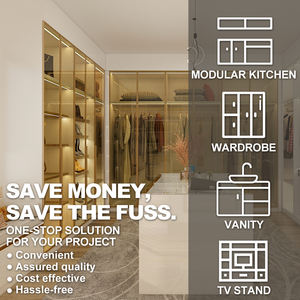 <span class=keywords><strong>Armoire</strong></span> ouverte de style moderne en forme de U, <span class=keywords><strong>armoire</strong></span> avec <span class=keywords><strong>porte</strong></span> en métal et en verre, dressing, placard à vêtements - Product Image 2