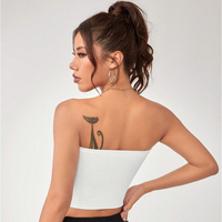 Soutien-gorge sans bretelles côtelé et extensible pour femme, design OEM/ODM, ajustement parfait pour le fitness et le quotidien