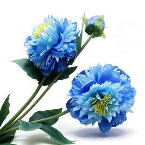 Flores de peonía artificiales de doble cabezal, de poliéster en capas, de una sola rama, para decoración de bodas, hoteles y restaurantes. - Product Image 1