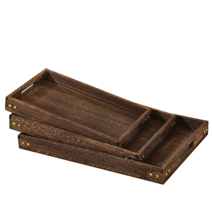 Tốt nhất mộc mạc bằng gỗ phục vụ khay với xử lý đa năng paulownia gỗ ăn sáng khay thủ công bằng gỗ hộp tường dấu hiệu - Product Image 1