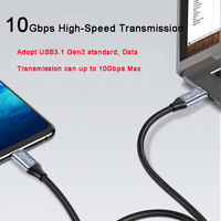 Câble de charge USB de type C 100W 5A 4K 60Hz USB-C USB 3.1 Gen 2 10Gbps Câble mâle à mâle à vitesse rapide
