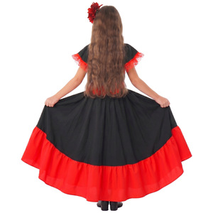 <span class=keywords><strong>Costume</strong></span> de <span class=keywords><strong>danseuse</strong></span> <span class=keywords><strong>flamenco</strong></span> pour filles, robe de bal à imprimé tournesol, chapeau, déguisement de fête d'Halloween, spectacle scolaire, mascarade - Product Image 5