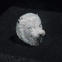 2025 nouveau Design argent Moissanite VVS1 D couleur glacé 3D haute qualité personnalisé personnage Lion anneau HipHop Style Unique