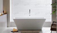 Baignoire carrée moderne autoportante en acrylique pour intérieur/extérieur, baignoire d'angle avec certification CUPC pour hôtels