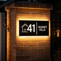 Letras 3D LED de Bronce para Rótulos de Tiendas, Letreros Comerciales con Luz LED, Placa Metálica con Número de Puerta, Número de Apartamento o Casa para Edificios