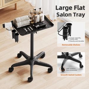 Chariot de service de salon moderne à base amovible, en aluminium argenté, cinq roues, grande capacité de rangement, mobilier de salon de beauté - Product Image 2