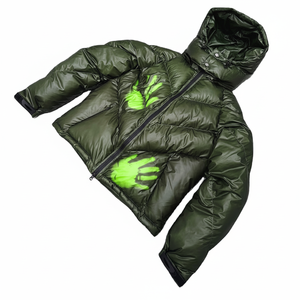 Custom Logo Thermo-Sensitive Puffer <b>Jacket</b> custom Bubble Coat, Heat-Activated Neon Hand Graphic Streetwear OEM. - Product Image 1