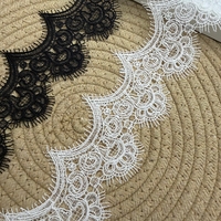 Cordon de dentelle brodé 100 % polyester hydrosoluble à motif floral, largeur 7 cm, pour garniture de robe de mariée, embellissements en point satiné