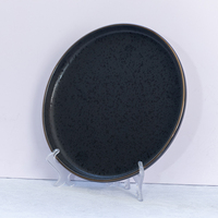 Service de table en céramique émaillée noire Guangda Luxury 4 pièces - Compatible micro-ondes, lave-vaisselle et résistant à la chaleur