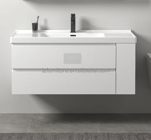 Modern Design PVC Bathroom Vanity Cabinet <b>Mirror</b> Water-Resistant Home Use Sink Cabinetry with Ceramic Basin Wholesale Vanities - Product Image 5