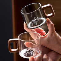 Tasse à thé moderne réutilisable et écologique en verre borosilicate de haute qualité avec poignée en bois, petite capacité 90 ml, pour le bureau et la maison